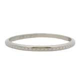 Antique 1920s Solid 900 Platinum Chevron Etched Dainty Thin Wedding Stackable Band Size 7.5