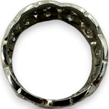 Antique Handmade 1920s Art Deco Solid 900 Platinum Bezel Set Single Cut Diamond Floral Eternity 8.3mm Band Size 5 Ring
