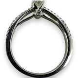 The Juliet Cut 14kt Solid White Gold and Prong Set Diamond Solitaire Wedding Engagement Ring with Pave Sides Size 7