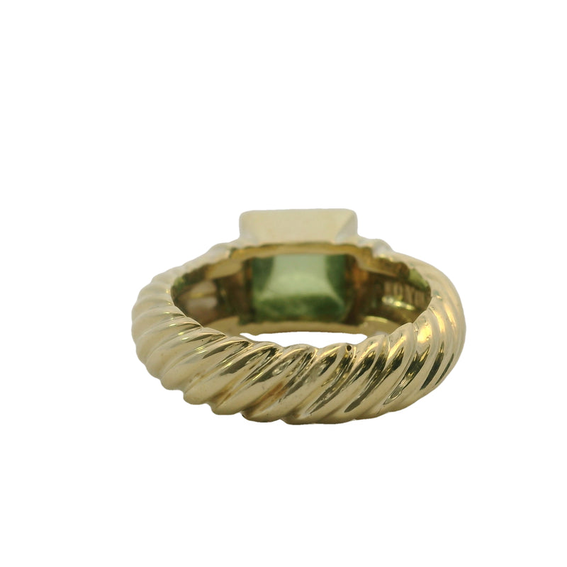 Rare Vintage David Yurman 14kt Yellow Gold and Sugarloaf Peridot Thick Cable Solitaire Ring Size 6.5