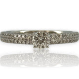 The Juliet Cut 14kt Solid White Gold and Prong Set Diamond Solitaire Wedding Engagement Ring with Pave Sides Size 7