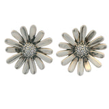 Pandora 925 Sterling Silver Pave CZ Cubic Zirconia Daisy Statement 16mm Wide Stud Earrings