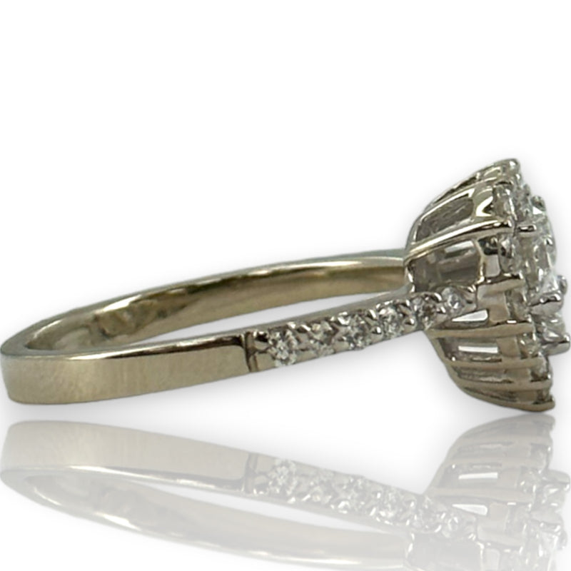 Classique By EFFY 14kt White Gold Round and Princess Cut Diamond Heart Ring Size 7