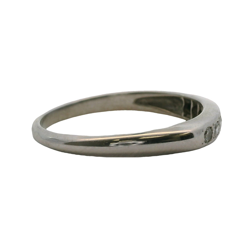 Antique 1920s 14kt White Gold and 7 Diamond Stackable Wedding Band Ring Size 6.25