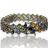 Multi-Color 14ctw Sapphires & Diamonds Wide Tennis Bracelet 14kt White Gold