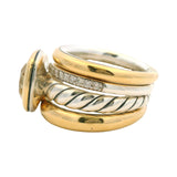 David Yurman 18kt Yellow Gold Sterling Silver Citrine Mercer Four Row Ring Sz 6