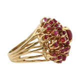Vintage Solid 14kt Yellow Gold Large Luxury 5.25ctw Ruby Princess Cluster Ring Size 7.5