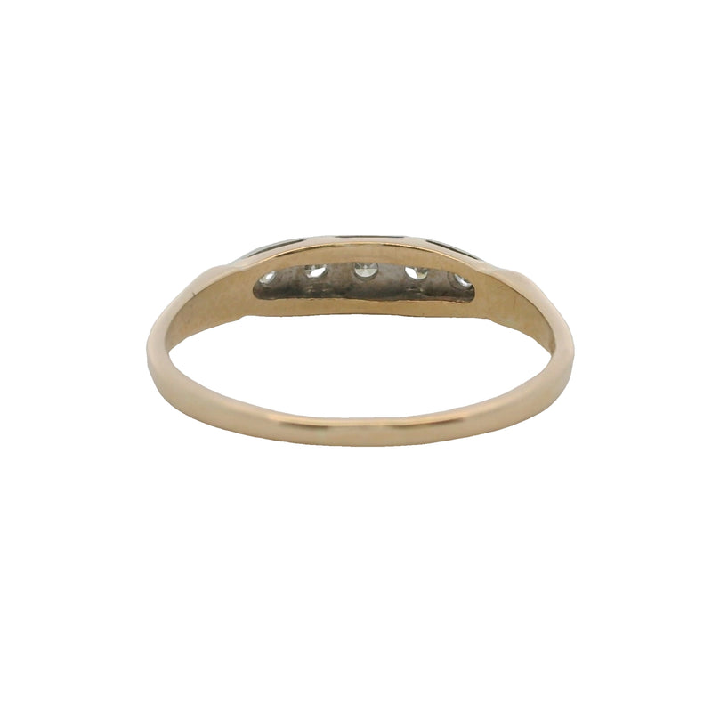 Antique 1930s White and Yellow 14kt Gold Diamond Wedding Stackable Band Ring Size 6