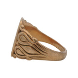 Antique Victorian Solid 10kt Yellow Gold Engraved Oval Signet Ring Size 9
