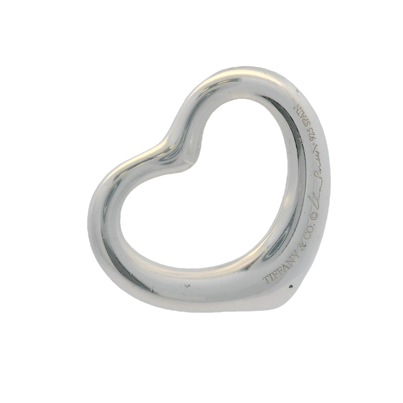 Tiffany & Co Elsa Peretti 925 Sterling Silver 22mm Wide Open Heart Necklace Pendant