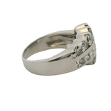 Vintage Mid-Century Solid Platinum and 2ctw Round and Princess Cut Diamond Cocktail Ring Size 7.5