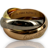 Cartier 18kt 750 Tri Color Vintage Trinity Rolling Band Ring Size 57