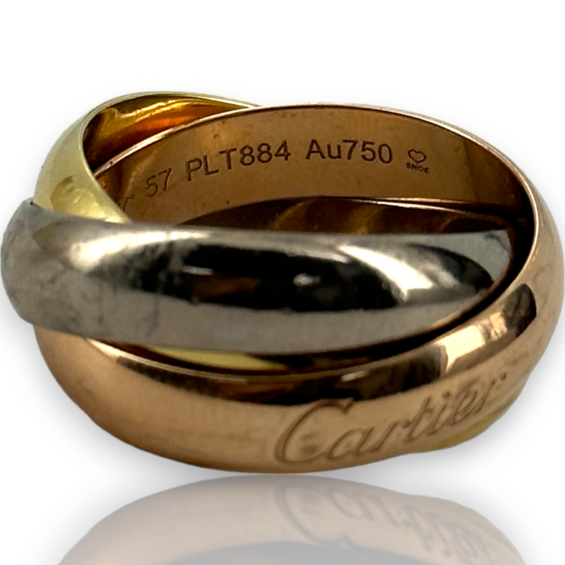 Cartier 18kt 750 Tri Color Vintage Trinity Rolling Band Ring Size Cartier 18kt 750 Tri Color Vintage Trinity Rolling Band Ring Size