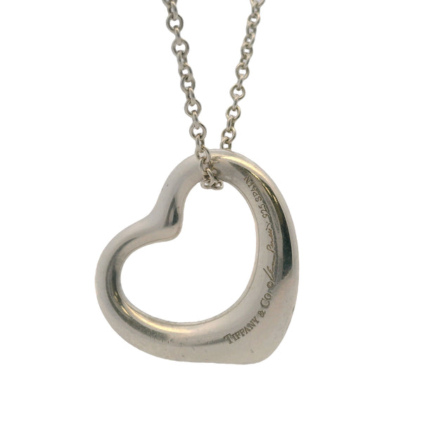 Tiffany & Co Elsa Peretti 925 Sterling Silver 22mm Open Heart Pendant On 16" Chain