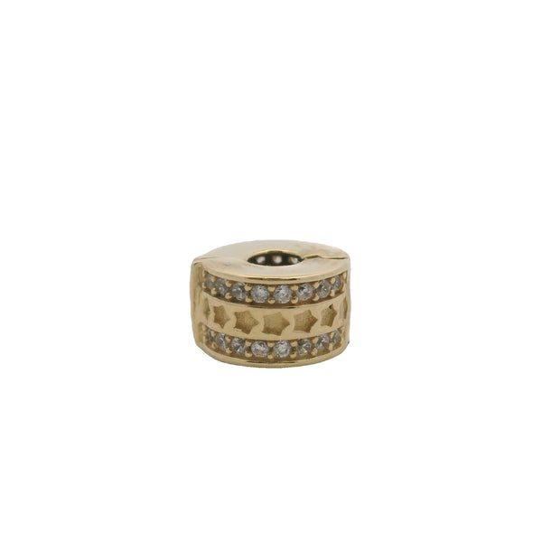 Dije deslizante/espaciador con clip celestial de estrellas de oro amarillo macizo de 14 kt y circonitas cúbicas