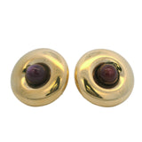 Vintage Denise Roberge Solid 18kt Yellow Gold and Cabochon Star Ruby Omega-Back Earrings
