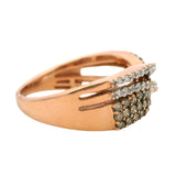 Kallati Solid 14kt Rose Gold and White and Brown Diamond Crossover Ring Size 7