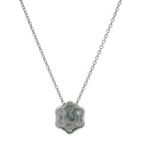 Solid 14kt White Gold 16" Chain Necklace with 0.84ctw Lab Diamond Cluster Pendant