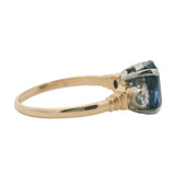 Antique c1930 Solid 14kt White & 18kt Yellow Gold Natural/Lab Sapphire Doublet and Diamond 3-Stone Ring Size 5