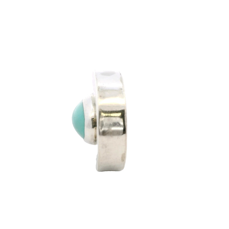 Wayne Aguilar 925 Sterling Silver and Cabochon Turquoise Oval Kewa Native American Pendant (3)