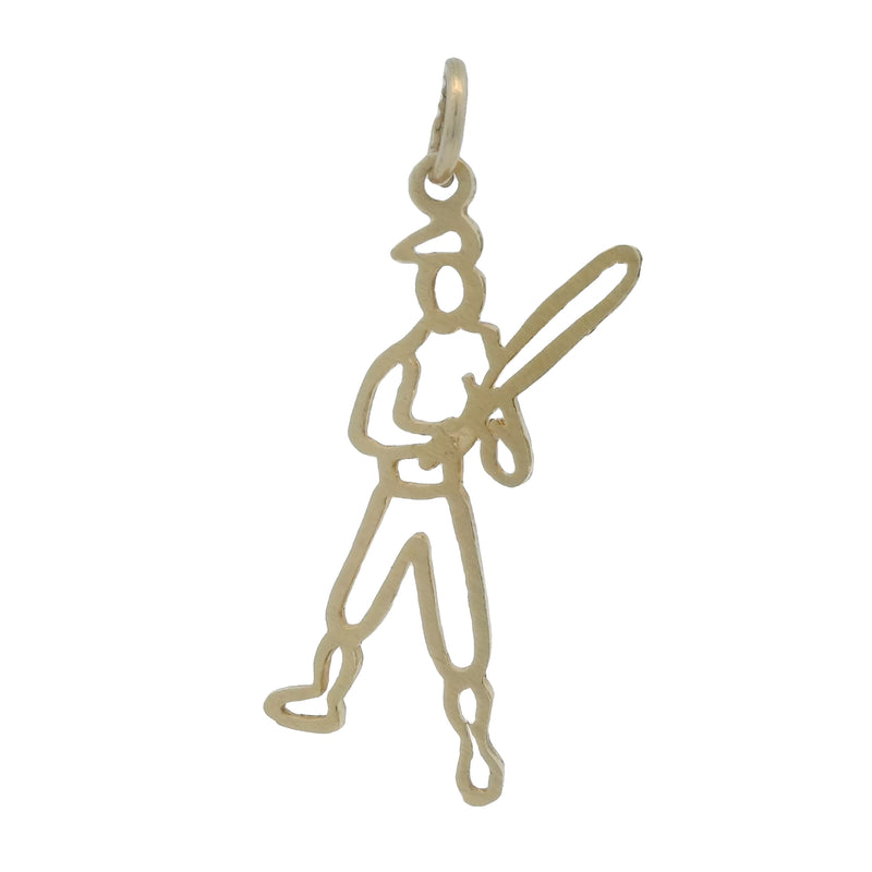 14kt Yellow Gold Baseball Player Hitter Outline Charm Pendant