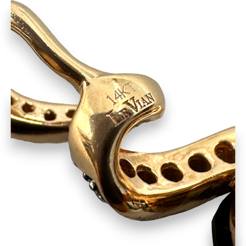 Charm colgante de cinta de diamantes blancos y chocolate con cuarzo ahumado en oro rosa de 14 kt de LeVian