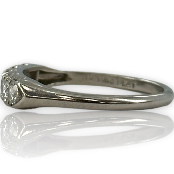 Late Art Deco William Wise & Son Platinum and Diamond Half Eternity Band Wedding Stackable Ring