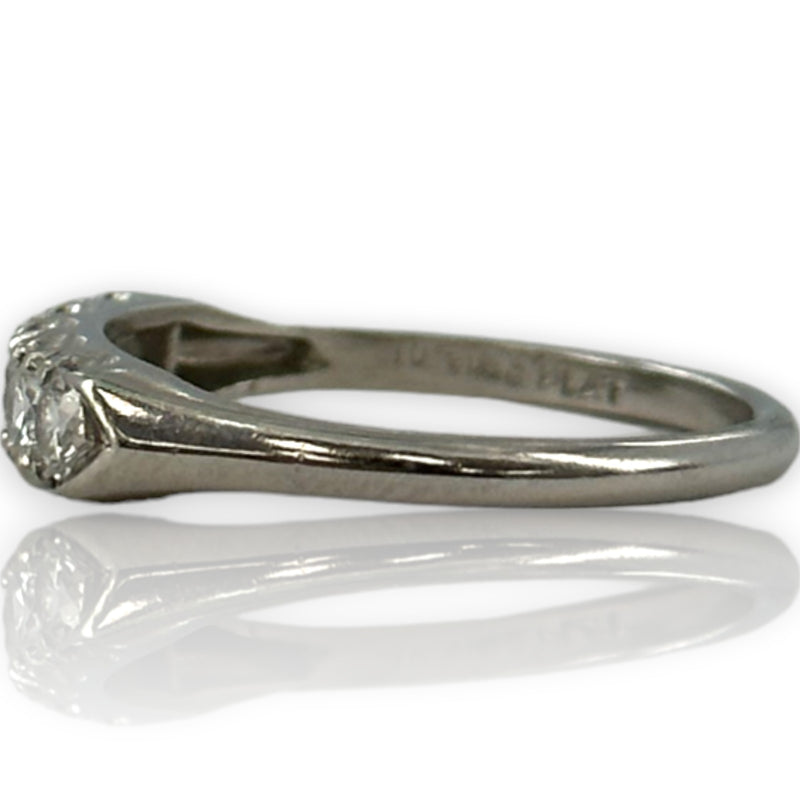 Late Art Deco William Wise & Son Platinum and Diamond Half Eternity Band Wedding Stackable Ring