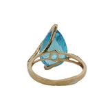 EFFY Ocean Bleu 14kt Yellow Gold, Blue Topaz, and Diamond Cocktail Statement Ring Size 5