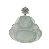 Vintage 18kt White Gold Jadeite Chrysoprase Diamond Carved Buddha Pendant Charm