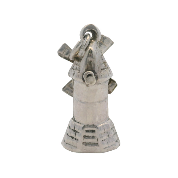 Vintage 925 Sterling Silver Moving Detailed Windmill Bracelet Charm