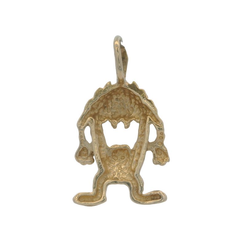 Vintage 1990 Warner Brothers Solid 14kt Yellow Gold Tasmanian Devil Charm