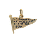 Vintage 1959 Solid 14kt Yellow Gold LA Dodgers National League Champions Pennant Charm