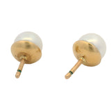 Vintage Mecan Solid 18kt Yellow Gold and 6.7mm AAA Akoya Pearl Secure Stud Earrings