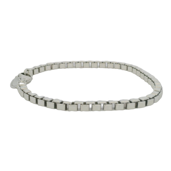 Tiffany & Co 925 Sterling Silver Venetian Box Link Chain 7.75" 4mm Bracelet