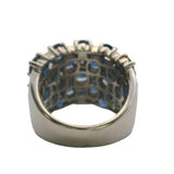 EFFY 14kt White Gold 17.5mm Cluster Statement Band with Oval Sapphires and Diamonds Size 7.5