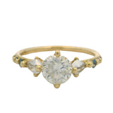 18kt Yellow Gold Diamond Sapphire Fantasy Style Solitaire Engagement Ring Size 6