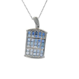 Royal Jewelry Solid 14kt White Gold 2ctw Princess-Cut Sapphire and Diamond