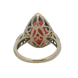 Solid 14kt White Gold 5.5ct Pear Tourmaline and Diamond Halo Cocktail Ring Size 6