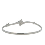Solid 14kt White Gold and 0.44ctw Diamond Bypass Style Hinged Bangle 7" Bracelet