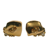18kt Yellow Gold Handmade Bezel Set Watermelon Tourmaline Slice and Diamond Brutalist Stud Earrings