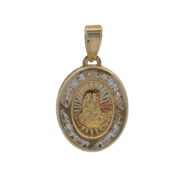 Colgante religioso de Jesús con circonita cúbica en oro amarillo de 14 quilates 585