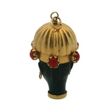 Vintage Corletto Solid 18k Yellow Gold Ebony Wood Coral Blackamoor Charm Pendant