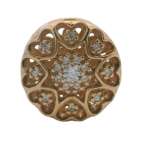 Charm separador recortado de corazones de oro amarillo macizo de 14 kt y circonitas cúbicas de Pandora (2 unidades)
