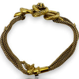 Antique Late Victorian Handmade 14kt Yellow Gold Love Knot/ Snake Bracelet with Center Modern Diamond and Accent Sapphires