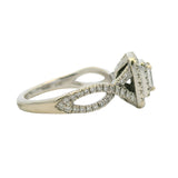 Neil Lane Solid 14kt White Gold 1ctw Emerald Cut Diamond Double Halo Twist Solitaire Ring Size 7
