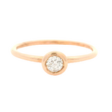 Bezel-Set Diamond Solitaire Wedding Engagement Ring 14kt Rose Gold Stackable (b)