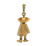 Vintage Solid 14kt Yellow Gold Sombrero Poncho Man Charm Made In Mexico