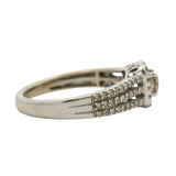 LeVian 14kt White Gold 0.68ctw Cognac White Diamond Solitaire Halo Ring Size 7