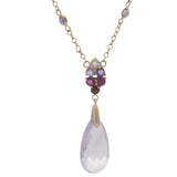 Zoe B Solid 14kt Yellow Gold Amethyst, Garnet, and CZ Drop Station Necklace 17.5"